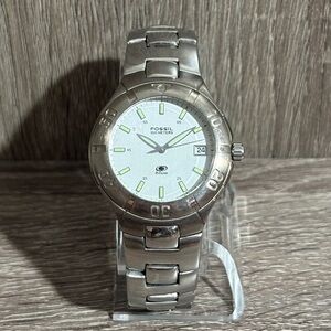 Silver Fossil Stainless Steel Men’s Watch With New Battery